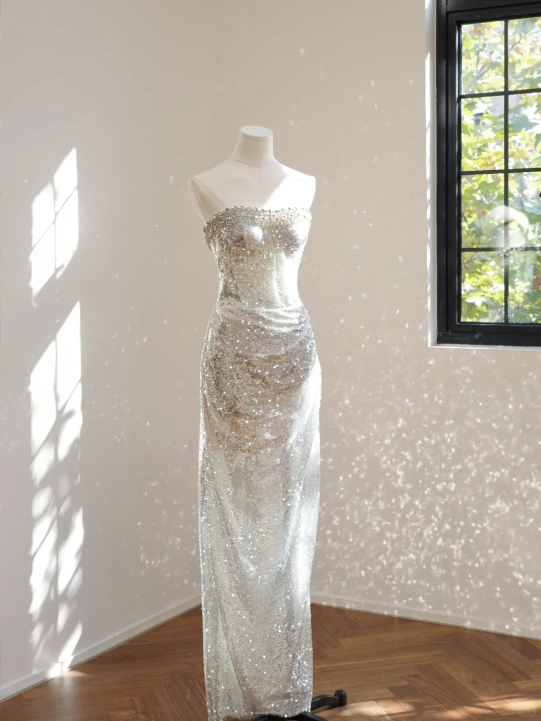 formaldressy-Silver luxury gorgeous crystal sequins shiny long Prom dress evening dress gh5066