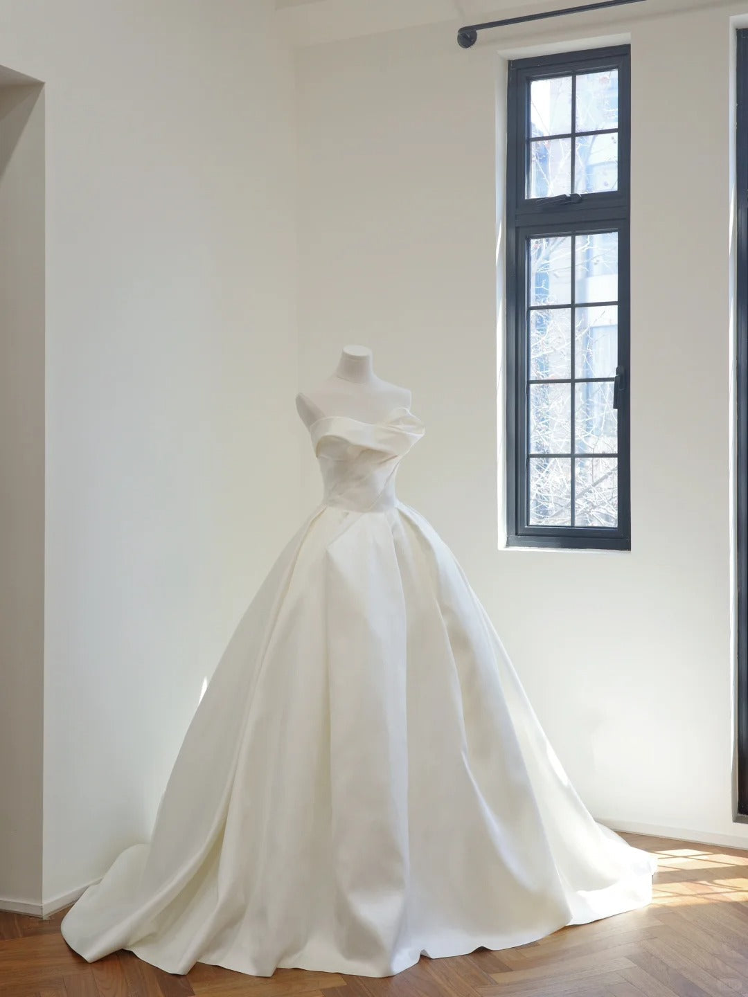formaldressy-(without veil)White Fashion Fairy Elegant Long Satin Long Trailing Prom Dress Evening Dress Wedding Dress gh5062