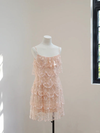 formaldressy-Pink gorgeous sequins shiny short homecoming dress Prom dress evening dress gh5067