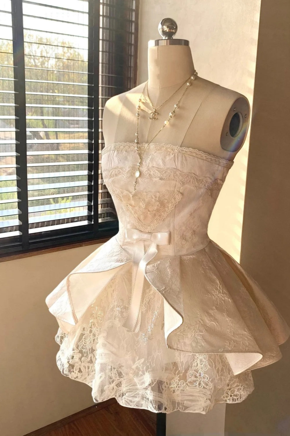formaldressy-Strapless exquisite lace princess homecoming dress tulle gh5741