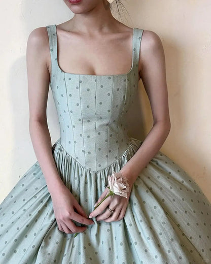 formaldressy--Green Simple And Elegant Polka Dot Long Formal Prom Dress gh5608
