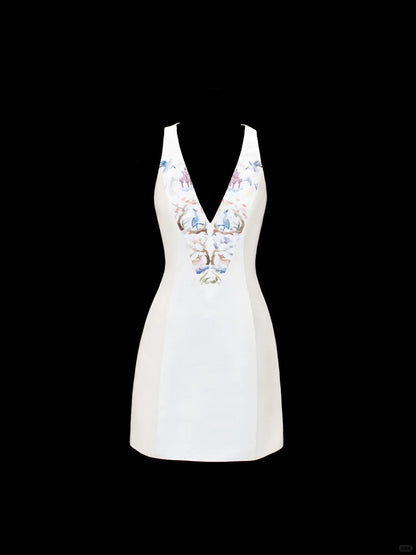 formaldressy-White exquisite and elegant fairy girl short satin homecoming dress birthday dress gh5374