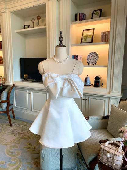 formaldressy-White short satin princess homecoming dress birthday party dress eighth grade dress gh5294
