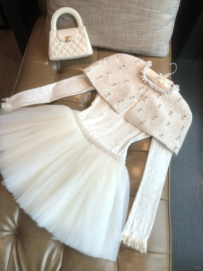 formaldressy-White short chiffon princess homecoming dress birthday party dress eighth grade dress French little princess ballet skirt gh5296