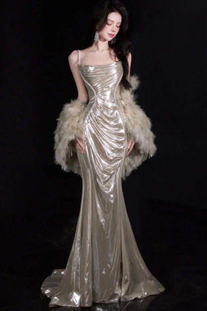 formaldressy-Elegant Satin Mermaid Fitted Prom Dress gh6234