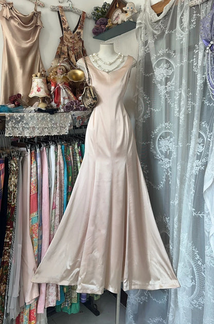 formaldressy-Light pink simple fashion elegant long satin Prom dress birthday party dress gh5173