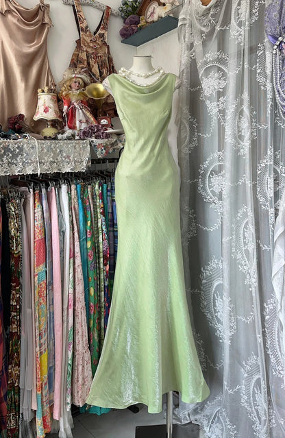 formaldressy-Green simple elegant long satin birthday dress party dress gh5179