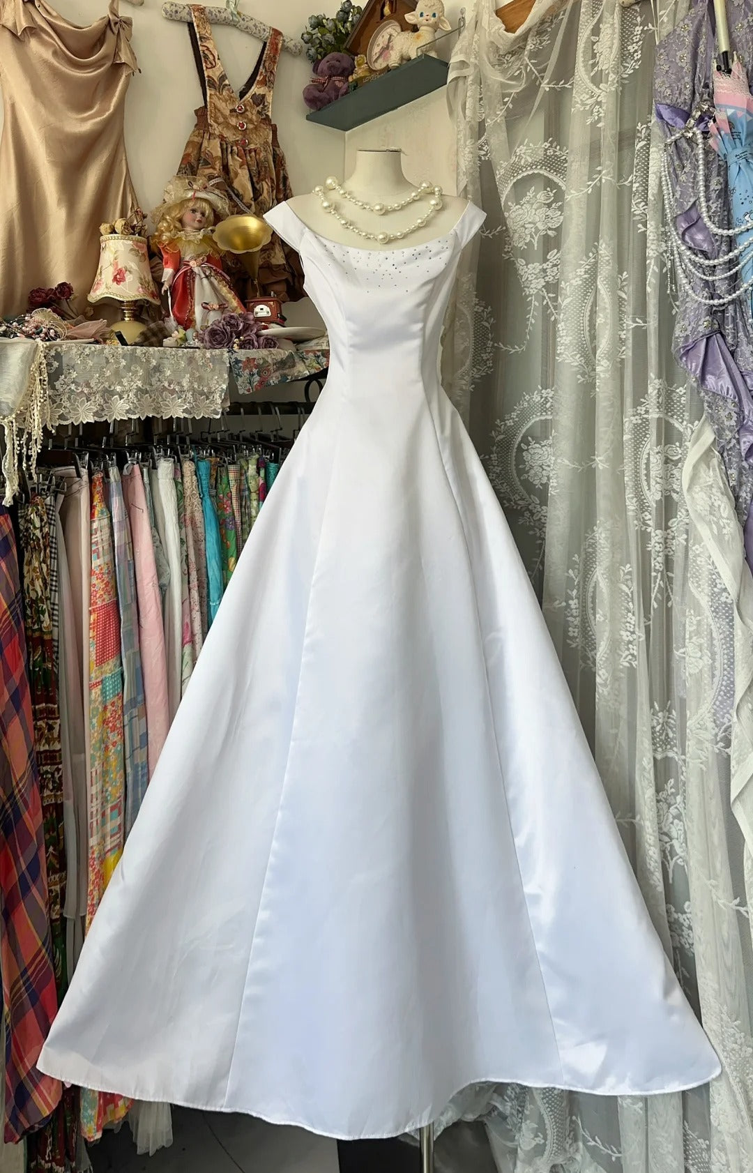 formaldressy-A-line white simple fashion elegant long satin Prom dress evening dress party dress gh5190