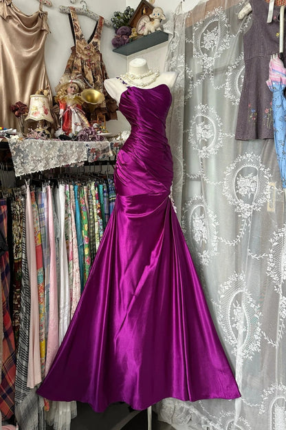 formaldressy-New retro dress, purple satin dress gh61278