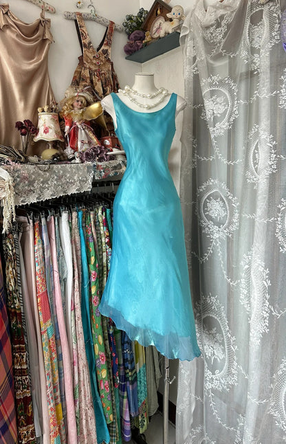 formaldressy-Blue vintage long chiffon homecoming dress birthday dress party dress gh5227