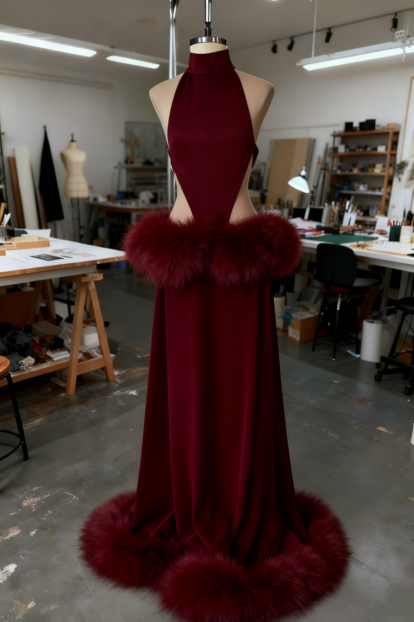 formaldressy-Sexy Long Fur Dress gh6162
