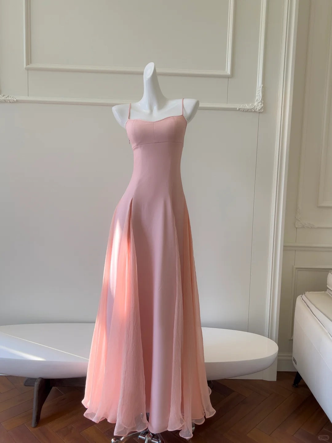 formaldressy--Pink spaghetti strap long dress gh5732