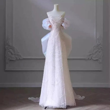 formaldressy-Pink gorgeous sparkling pearl pearl embellishment long tulle and floor formal ball dress gh5315