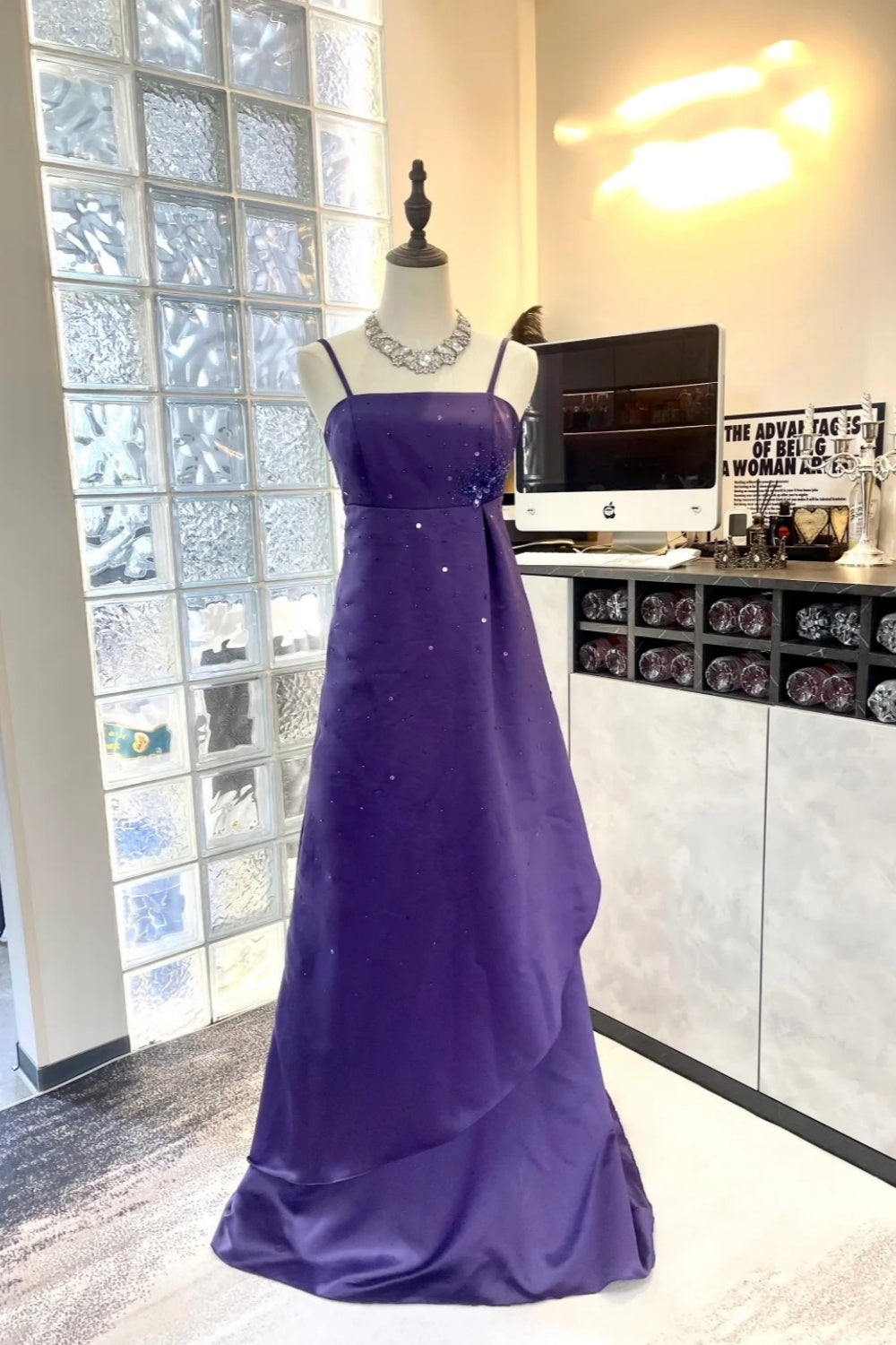 formaldressy-Purple exquisite beaded long satin prom dress gh5426