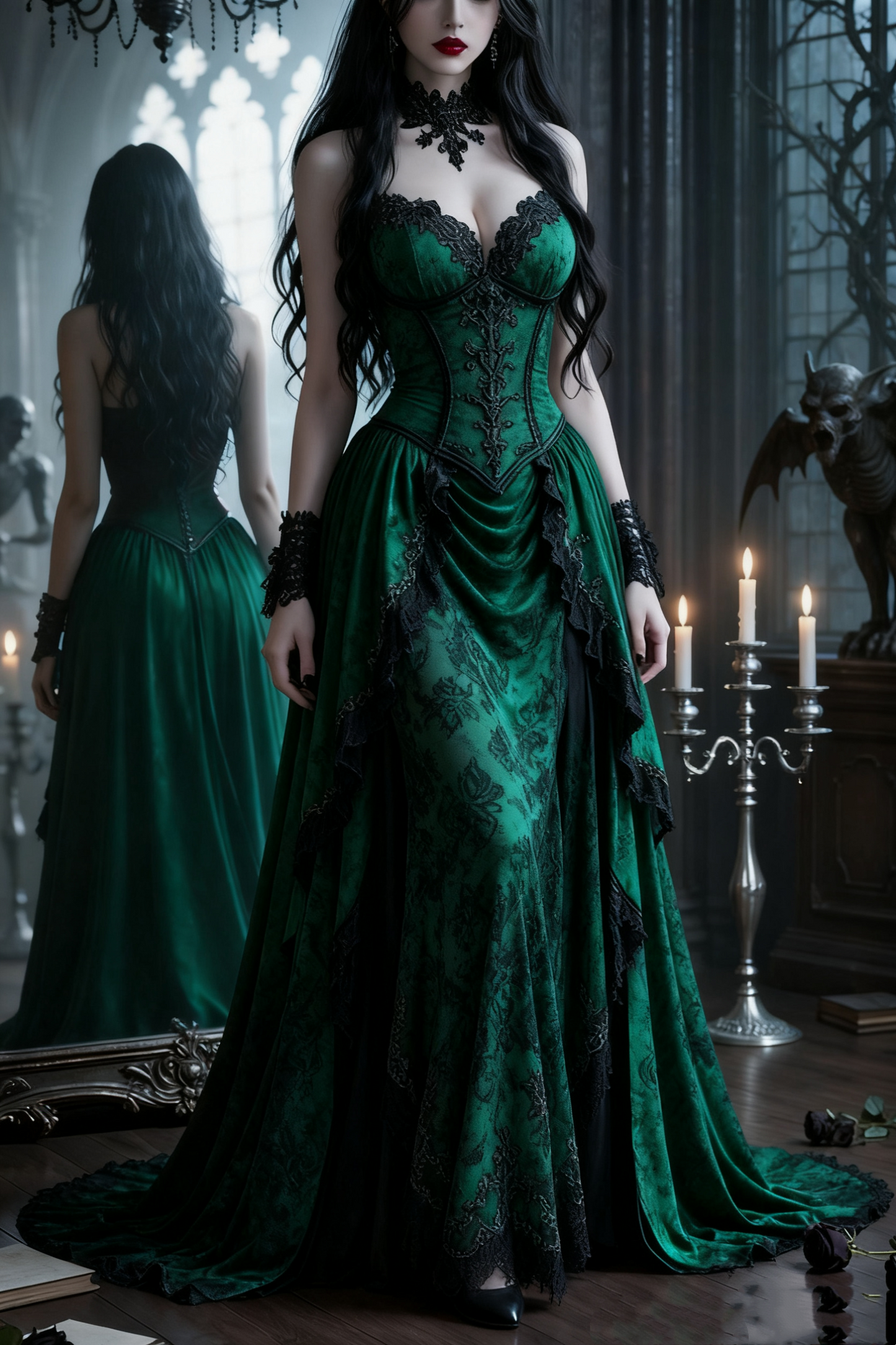 formaldressy-Purple Velvet Long Floor-Length Prom Dress With Train gh5942