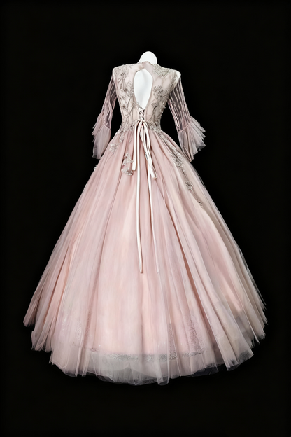 formaldressy-Pink, Gorgeous, Delicate Lace And Beaded Long Prom Dress gh6282