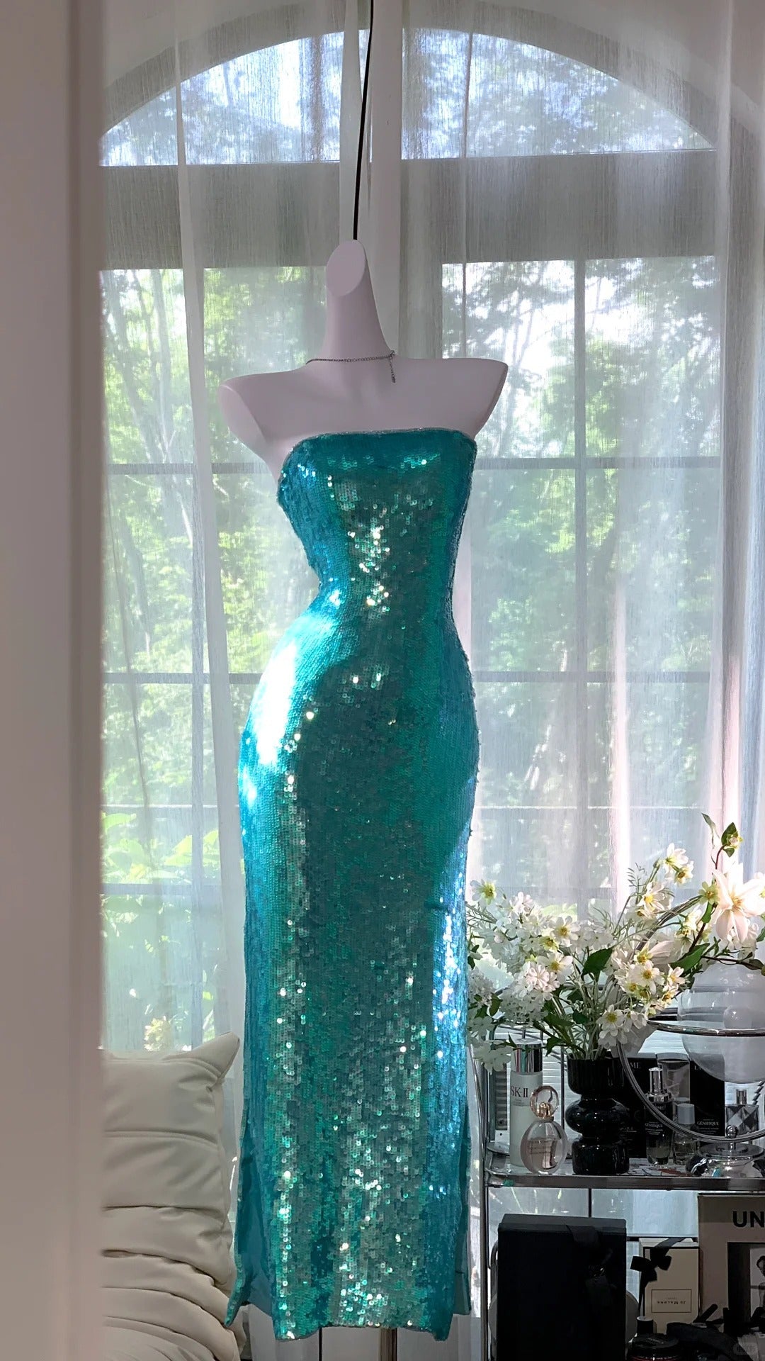 formaldressy-Emerald Blue Shiny Long Sequin Prom Dress Evening Dress Party Dress gh5078