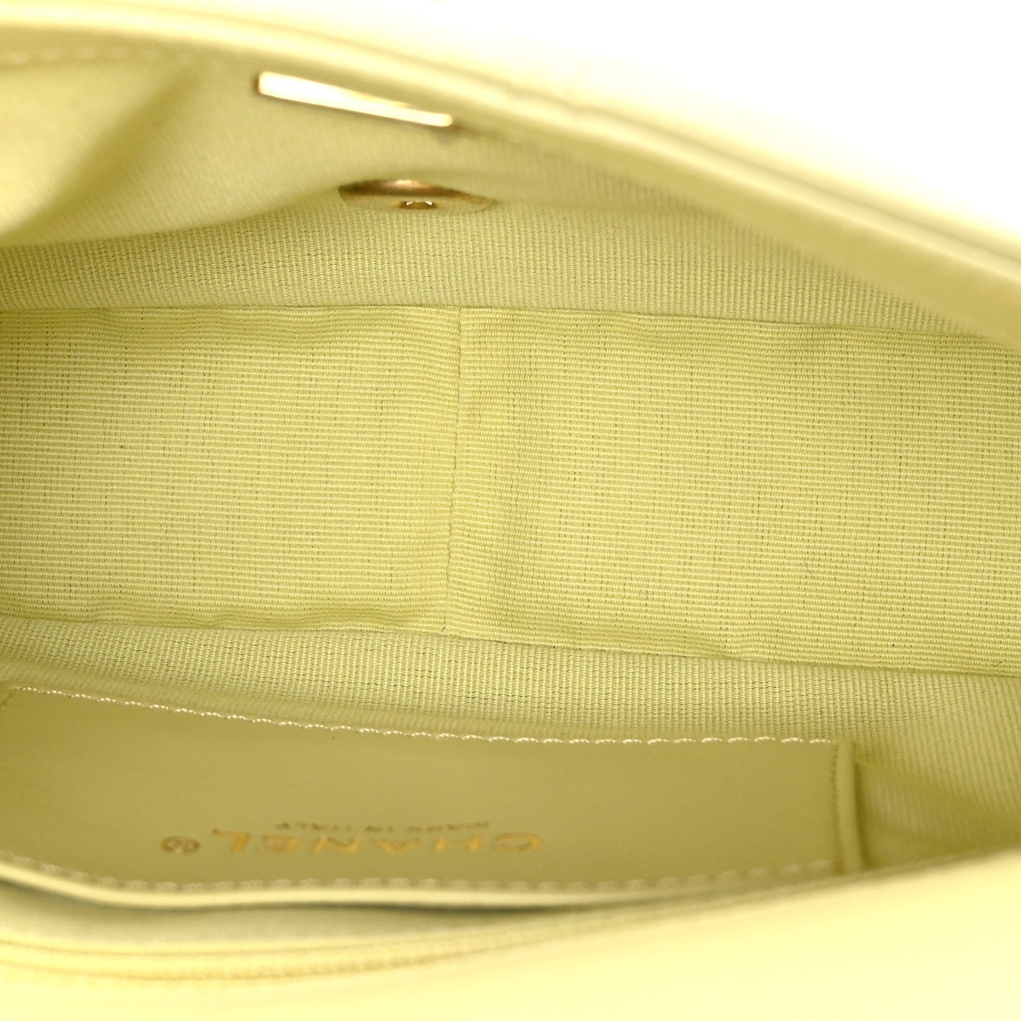 Shiny Caviar Quilted Mini Chain Messenger Flap Bag Yellow
