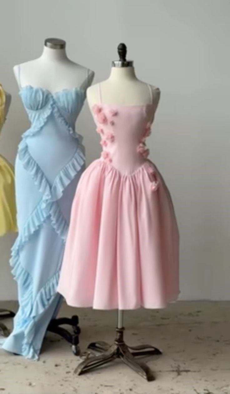 formaldressy-Blue ruffle chiffon fairy long prom dress birthday party dress gh5396