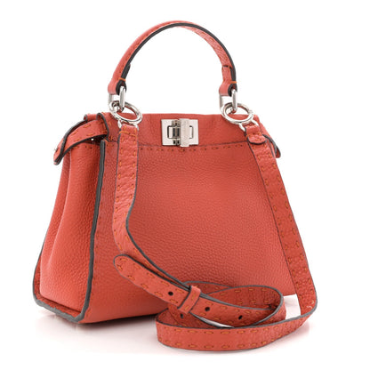 Cuoio Romano Selleria Mini Peekaboo Iconic Satchel Dark Orange