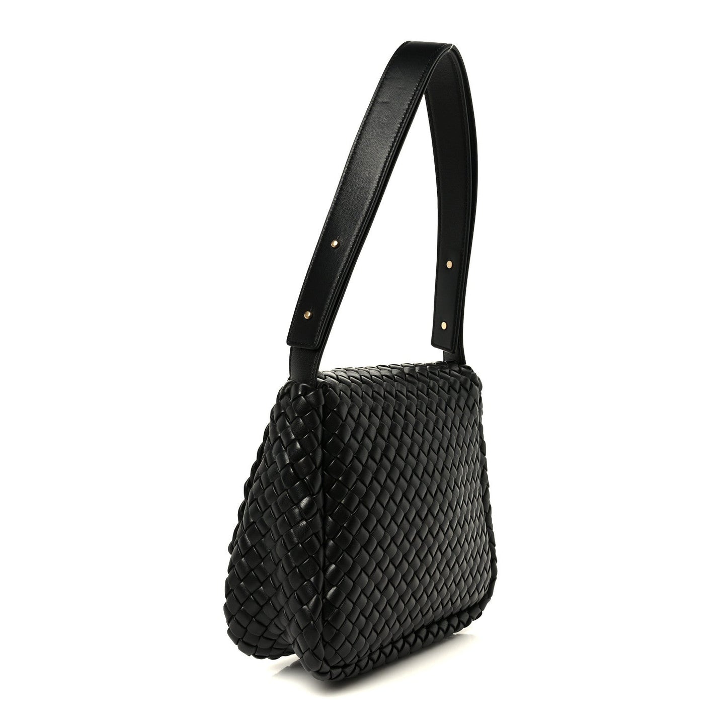 Nappa Intrecciato Small Cobble Messenger Bag Black