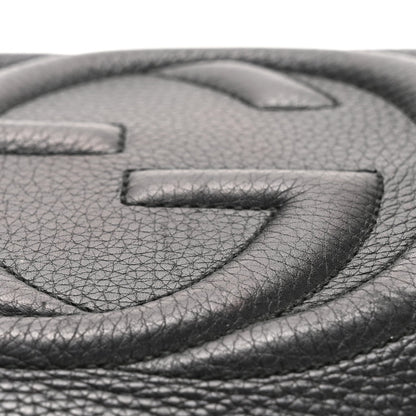 Pebbled Calfskin Medium Soho Chain Shoulder Bag Black