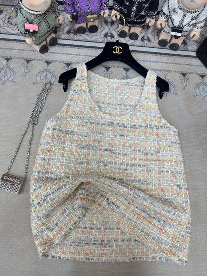 CC Tweed Vest Top Multicolor Cotton Polyamide 251837