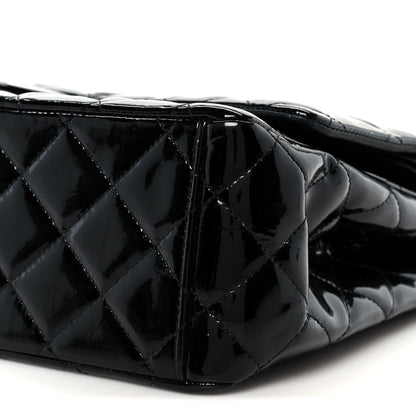 Patent Quilted Maxi Double Flap Black
