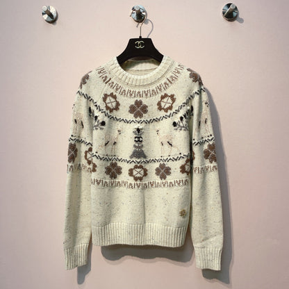 Chanel 25 Coco Sweater White mix Colors Cashmere 320074