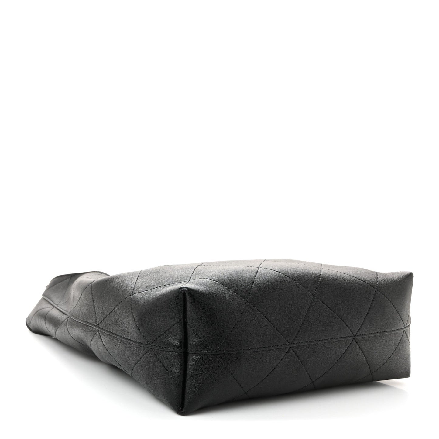 Shiny Lambskin Quilted Medium Hobo Black