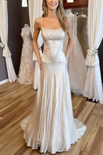 formaldressy-White beaded long gown for bride gh6173