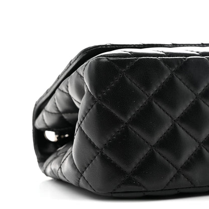 Lambskin Surpique Chevron Medium Single Flap Black