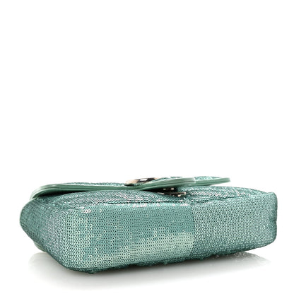Sequin Matelasse Small GG Marmont Shoulder Bag Water Green Verde Chiaro Light Water Green