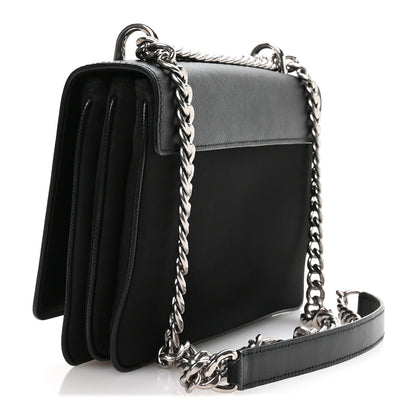 Saffiano Tessuto Nylon Chain Shoulder Bag Black