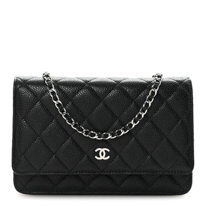 Caviar Quilted Wallet on Chain WOC Black