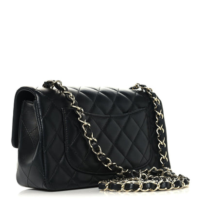 Lambskin Quilted Mini Rectangular Flap Black