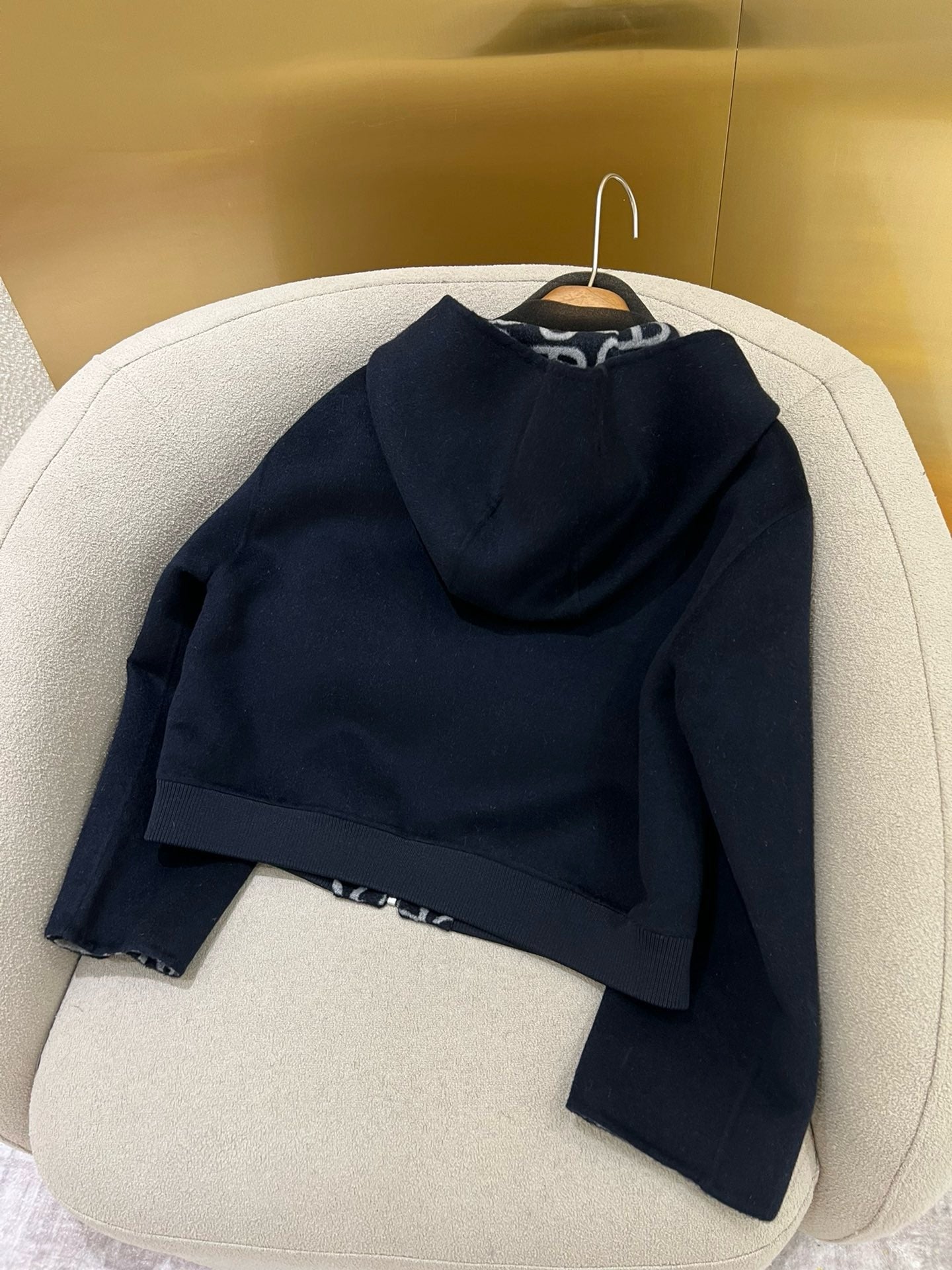 HM 25 Classic Pig Nose Monogram Hooded Coat Dark Blue Cashmere 305171