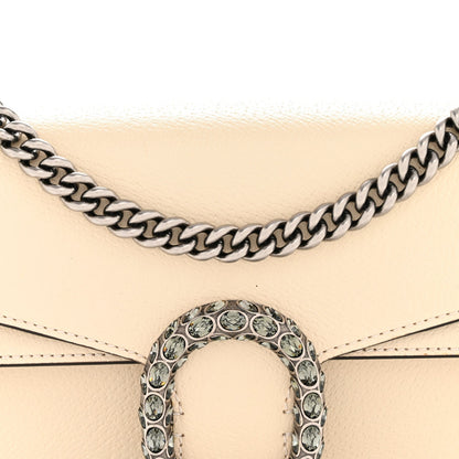 Textured Calfskin Crystal Small Dionysus Shoulder Bag Mystic White