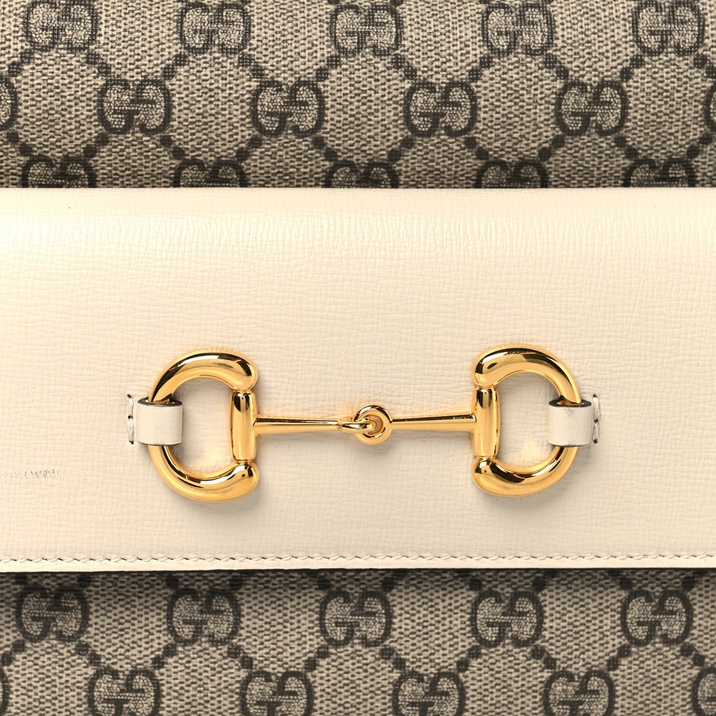 GG Supreme Monogram Small Horsebit 1955 Shoulder Bag Beige Mystic White