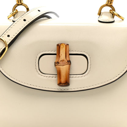 Boarded Dyana Lux Calfskin Web Mini Bamboo 1947 Top Handle Bag  Mystic White