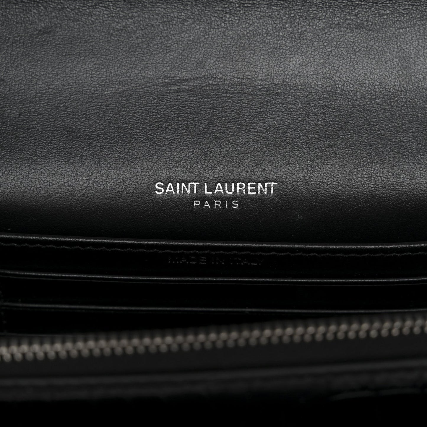 Calfskin Crocodile Embossed Monogram Sunset Chain Wallet Black