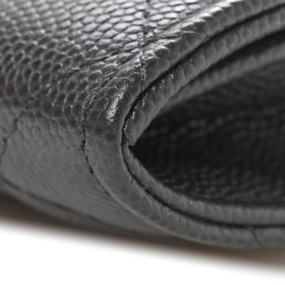 Caviar Quilted Bracelet On Chain Clutch Grey