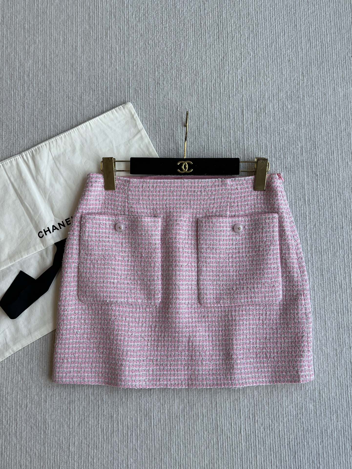 CC 25SS Lace-up Skirt Pink Sequins Tweed 235920