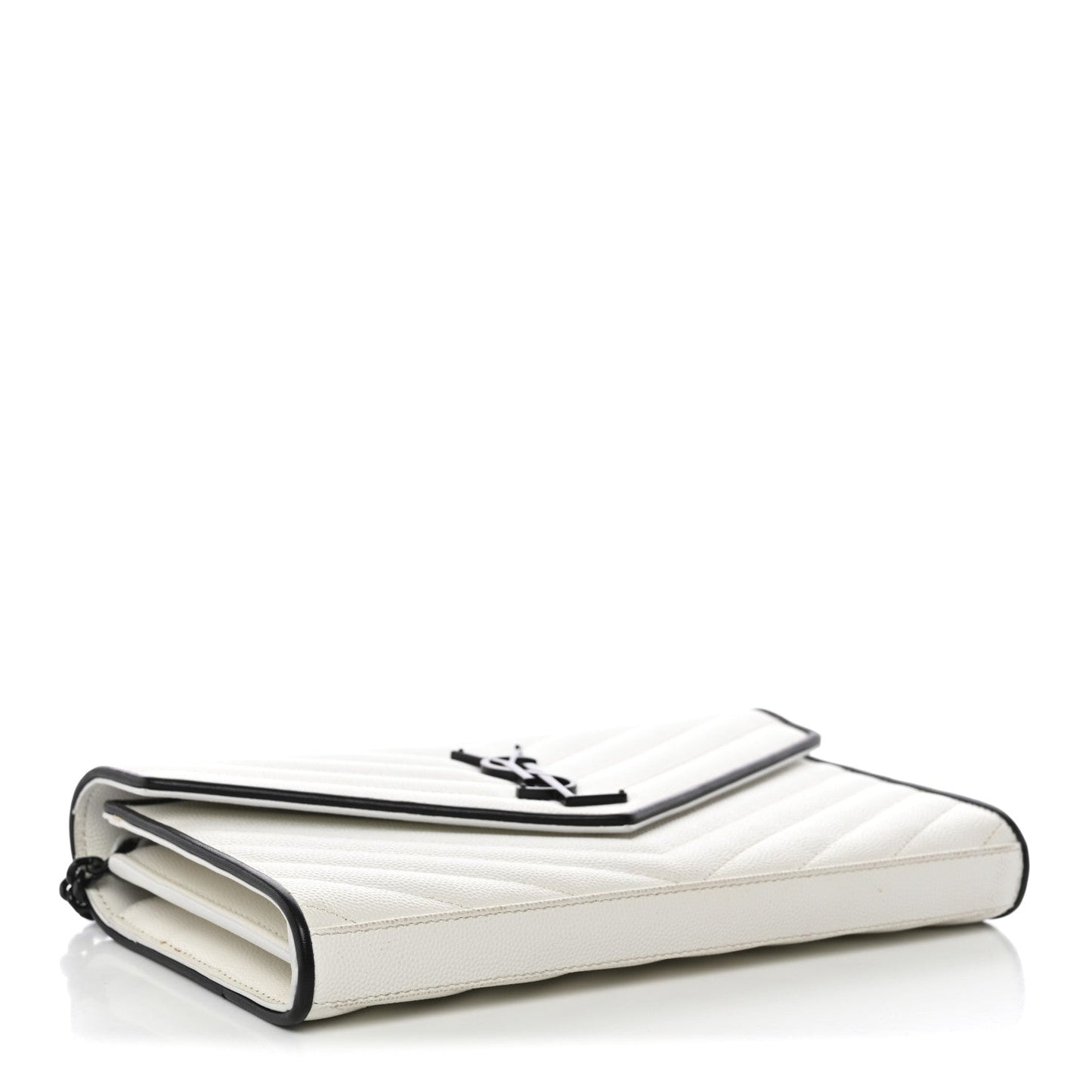 Grain De Poudre Matelasse Monogram Chain Wallet White Black