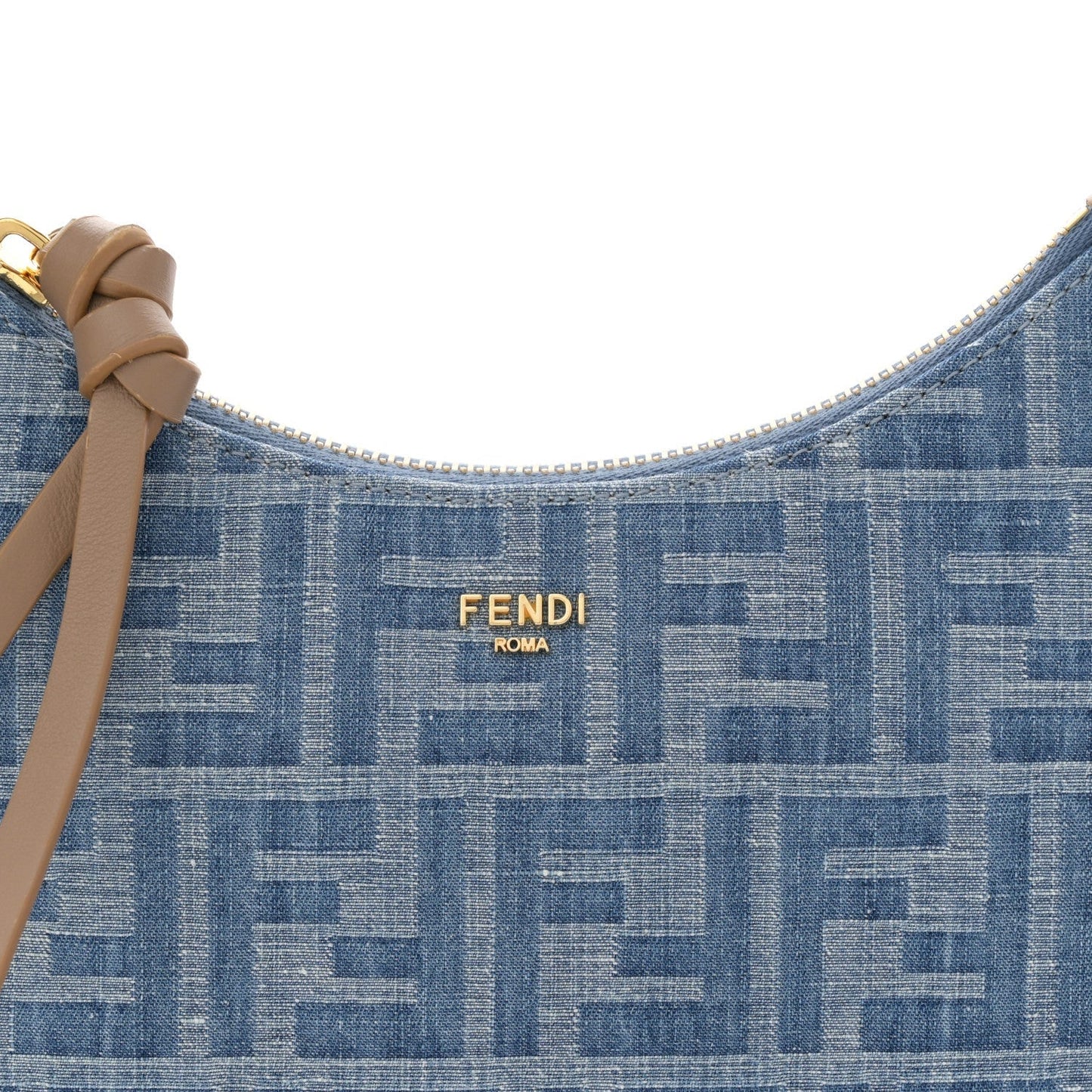 Denim Jacquard Vitello Grace FF 1974 Mini Fendessence Shoulder Bag Denim Sand