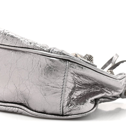Metallic Agneau Arena Le Cagole Chain Shoulder Bag XS Silver