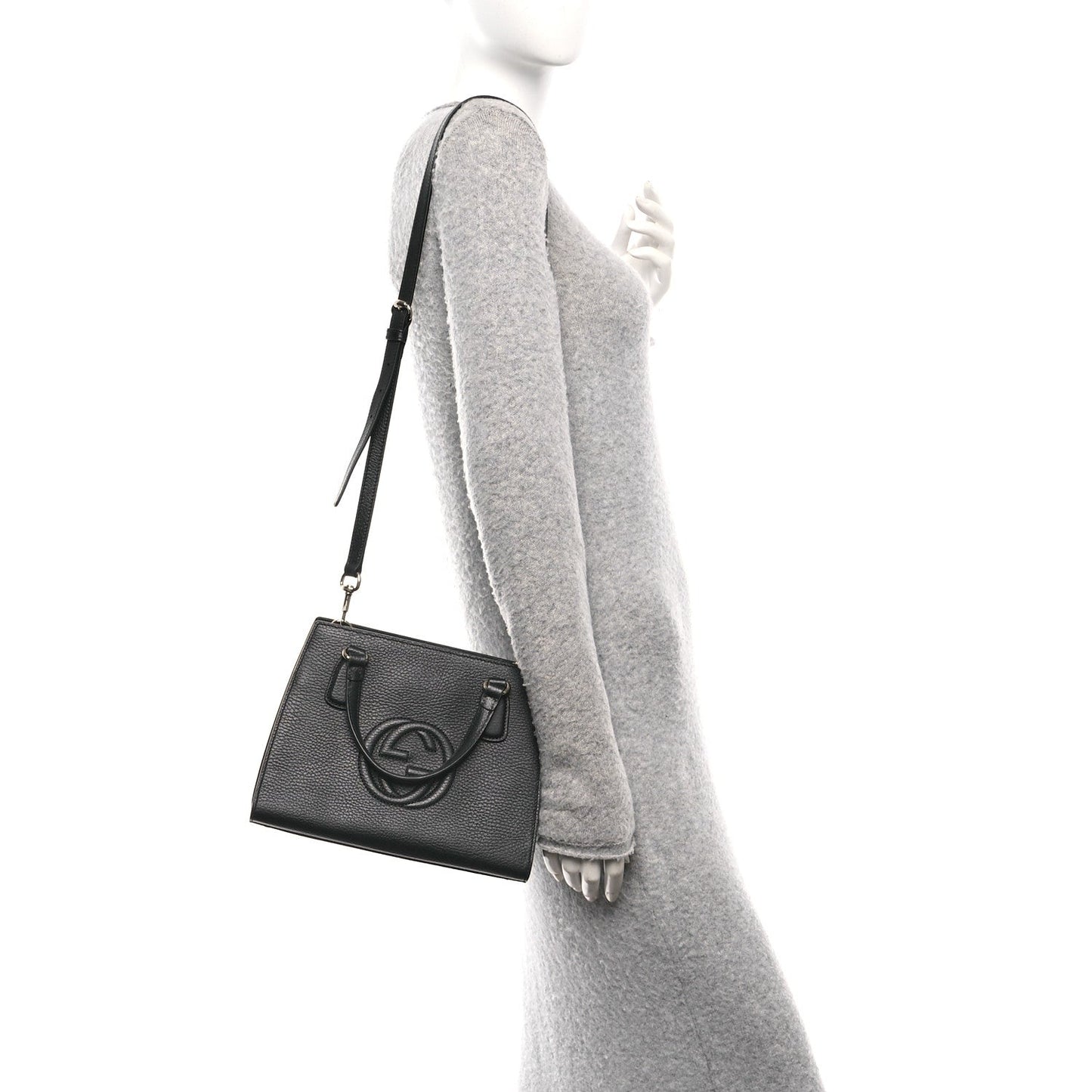 Dollar Calfskin Medium Soho Top Handle Satchel Black