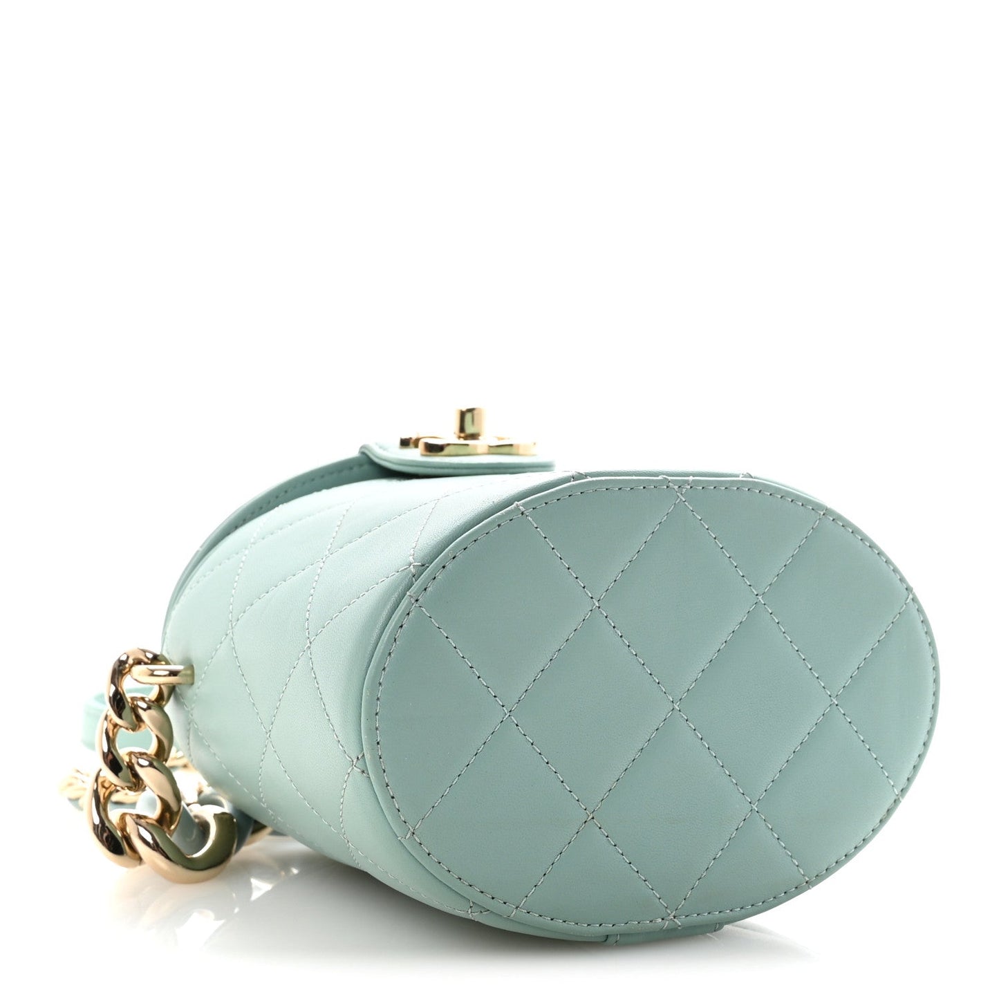 Lambskin Resin Elegant Chain Vanity Case Light Blue