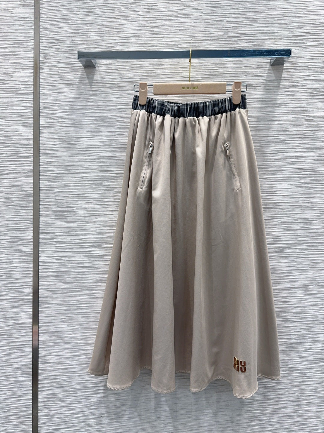 Miu SS26 Set Vest Midi Skirt Clay Grey Cotton Polyester 351255