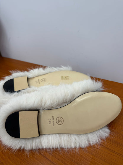 CC Coco Neige 25/26 Ballet Flats Black Suede White Furry